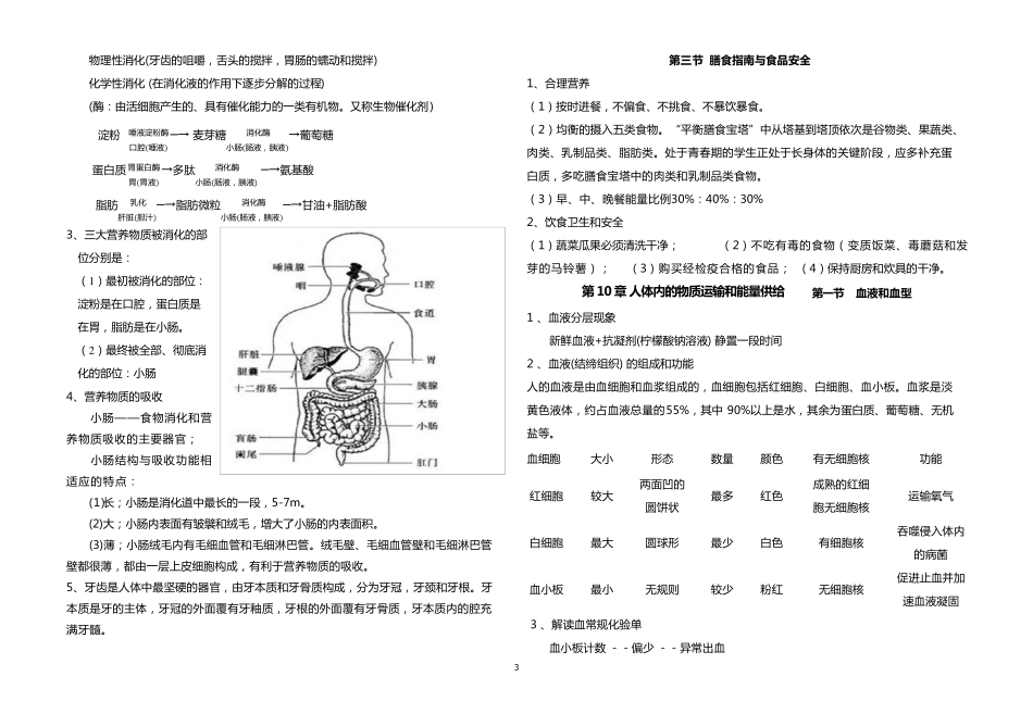 苏教版七年级下册生物知识点归纳(2019新)_第3页