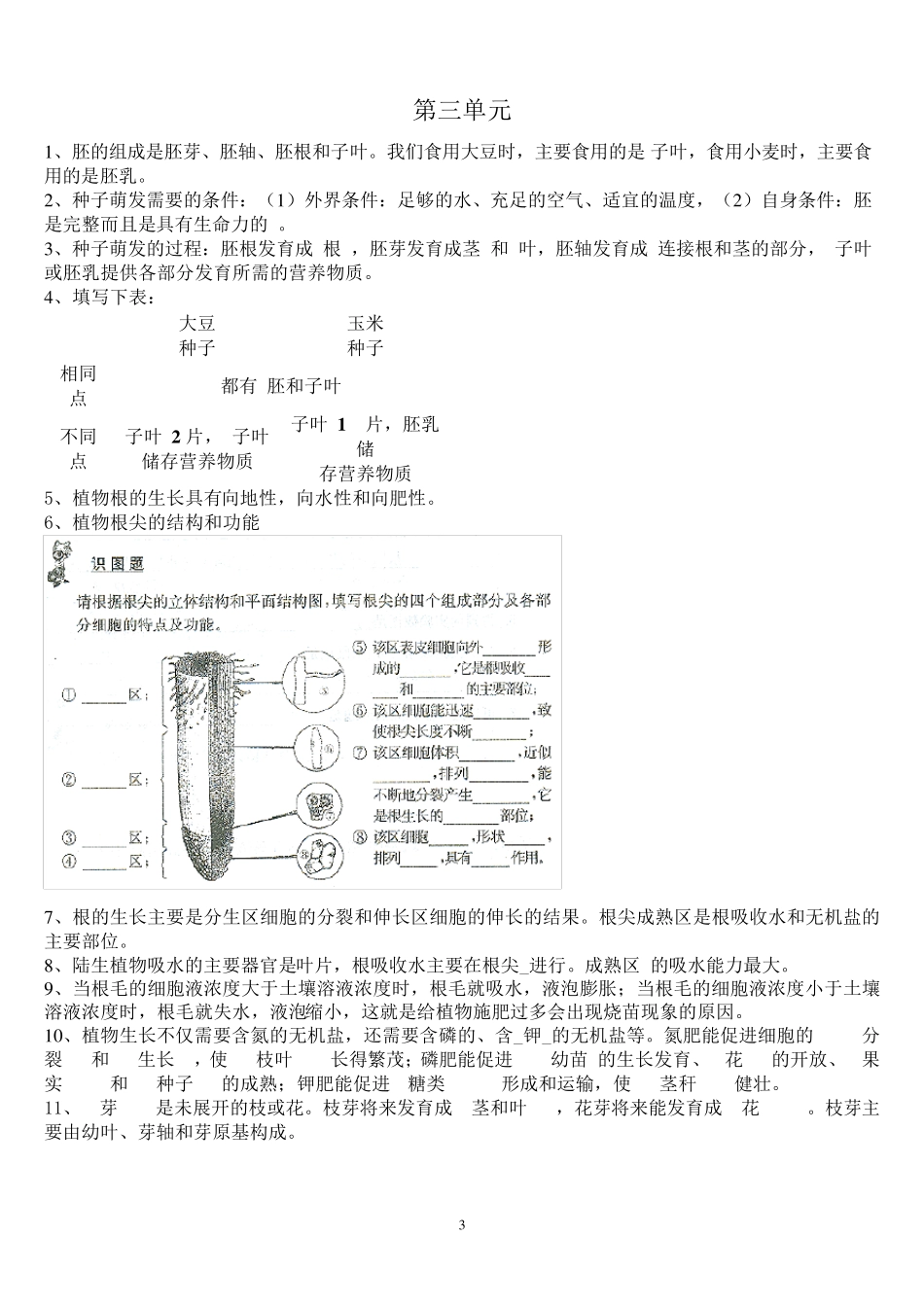 苏教版七年级生物上学期知识点总结_第3页