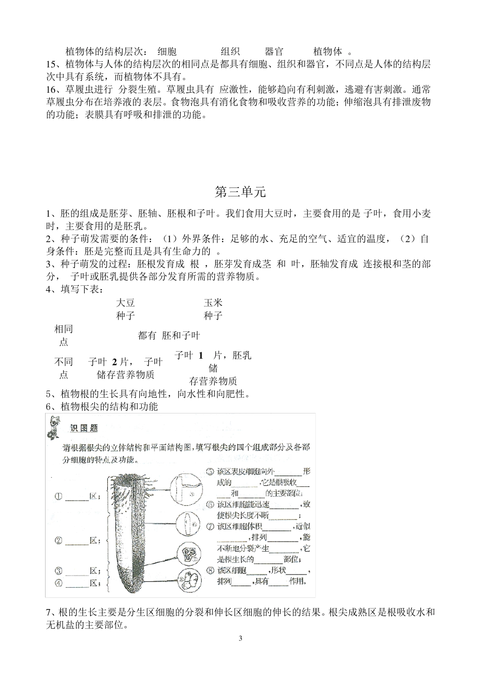 苏教版七年级生物上学期知识点汇总_第3页