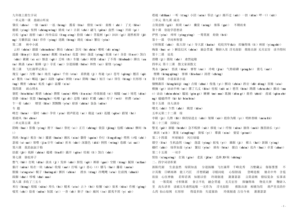 苏教版九年级上下册生字词_第1页