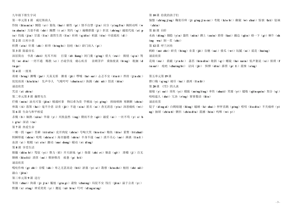 苏教版九年级上下册生字词_第3页