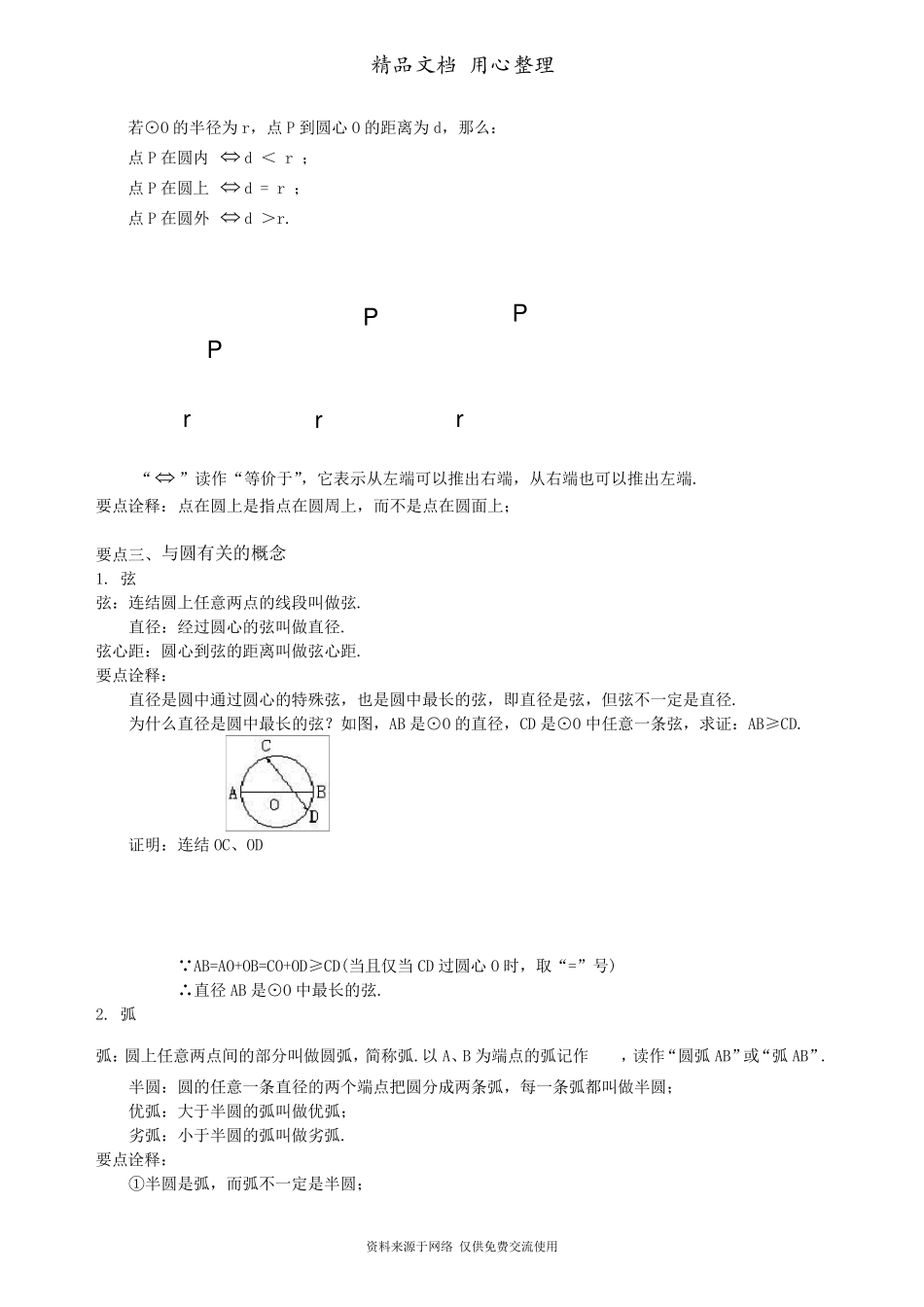 苏教版九年级上册数学[圆的有关概念及圆的确定—知识点整理及重点题型梳理]_第2页