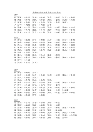 苏教版二年级语文上册生字及组词