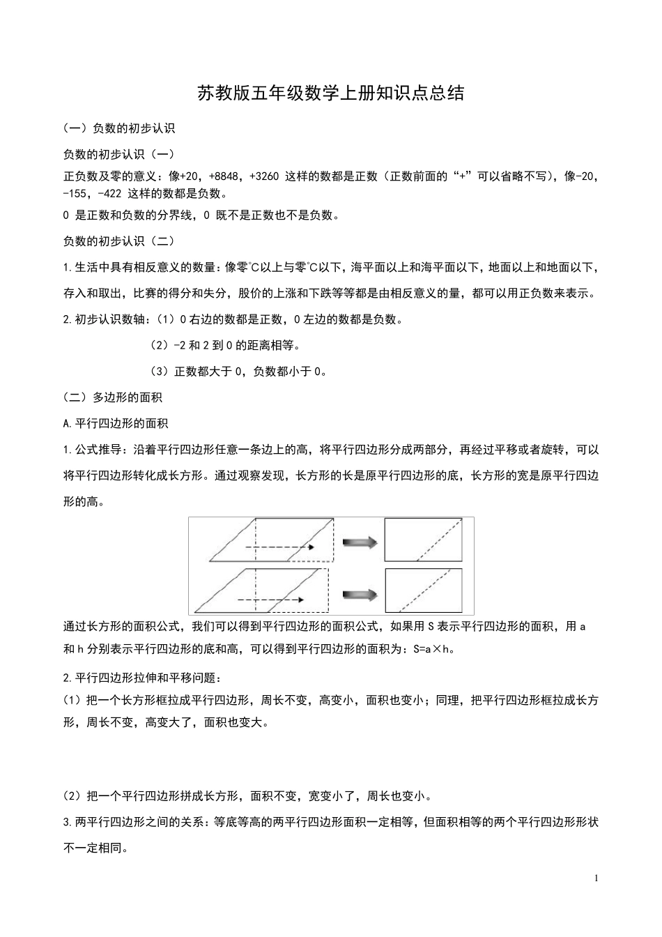 苏教版五上数学知识点_第1页