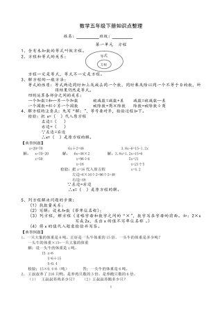 苏教版五下数学知识点整理