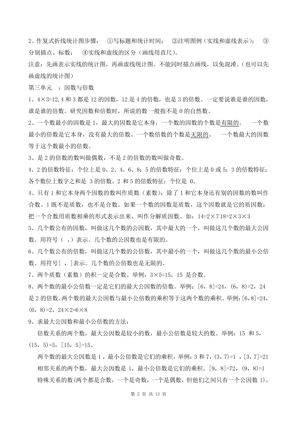 苏教版五年级(下册)数学知识点梳理归纳及复习要点_第2页