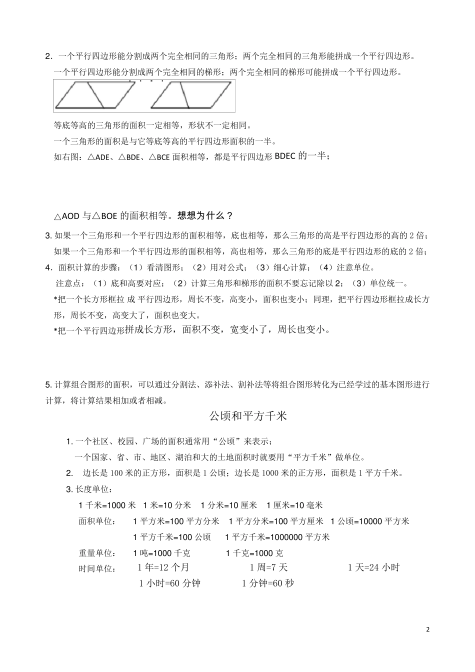 苏教版五年级上册(数学)知识要点(2016版)_第2页