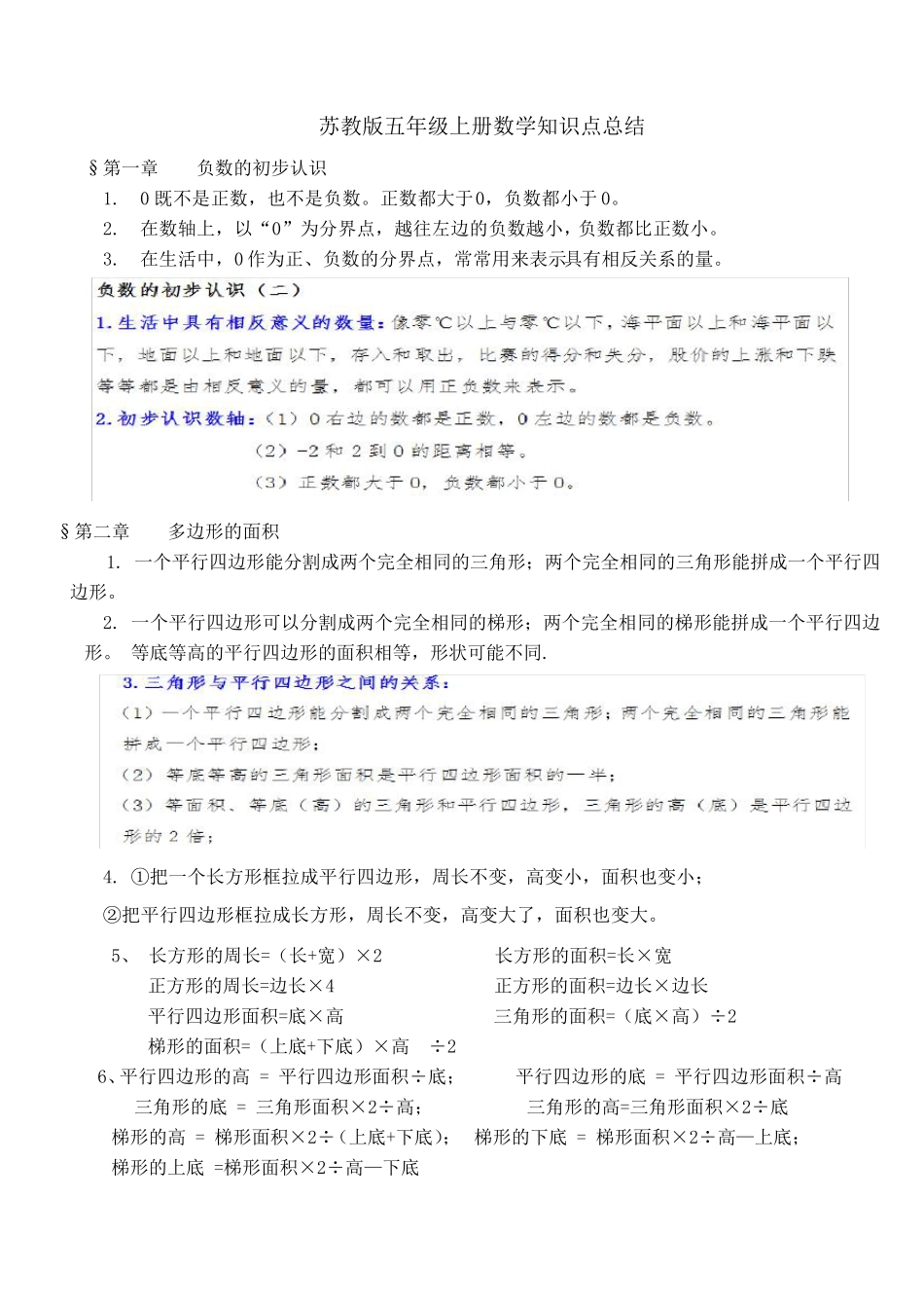 苏教版五年级上册期中复习数学知识点总结_第1页
