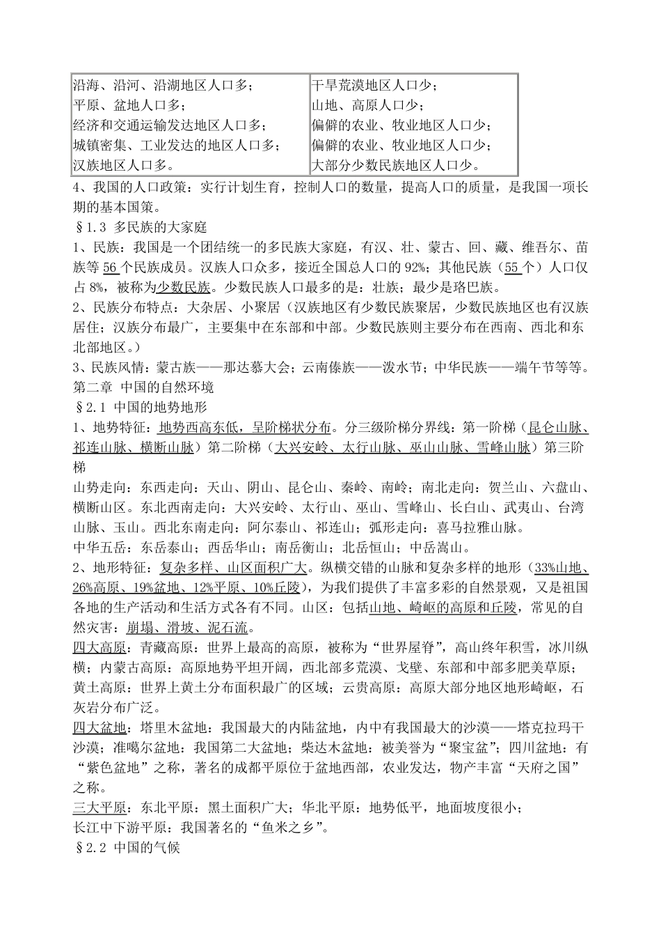 苏教版八年级上地理复习资料_第2页