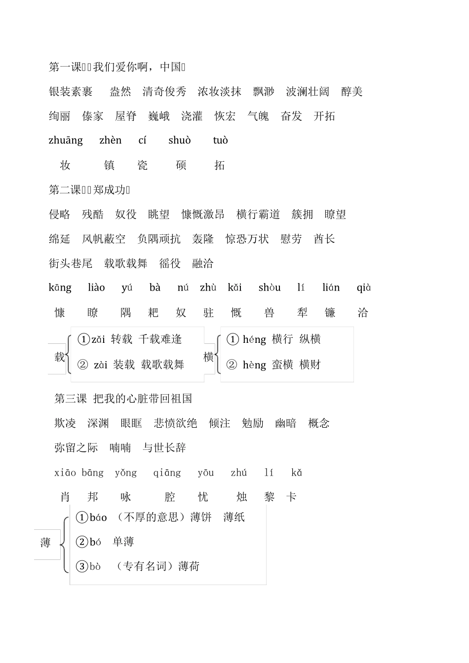 苏教版六年级上册生字词及多音字整理_第1页