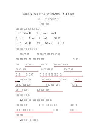 苏教版六年级语文上册《配套练习册》1214课答案