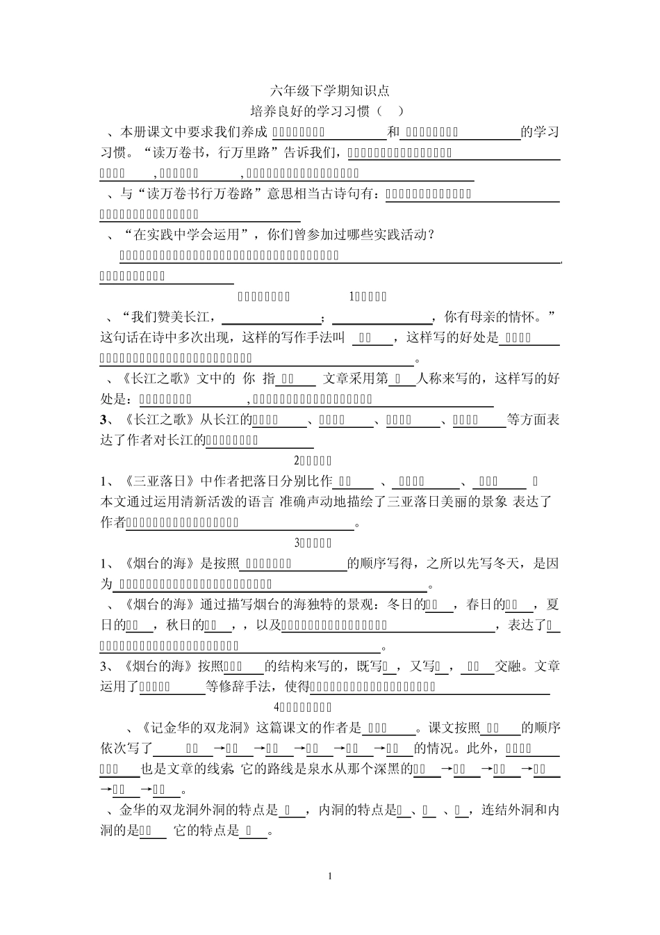 苏教版六年级语文下学期知识点_第1页