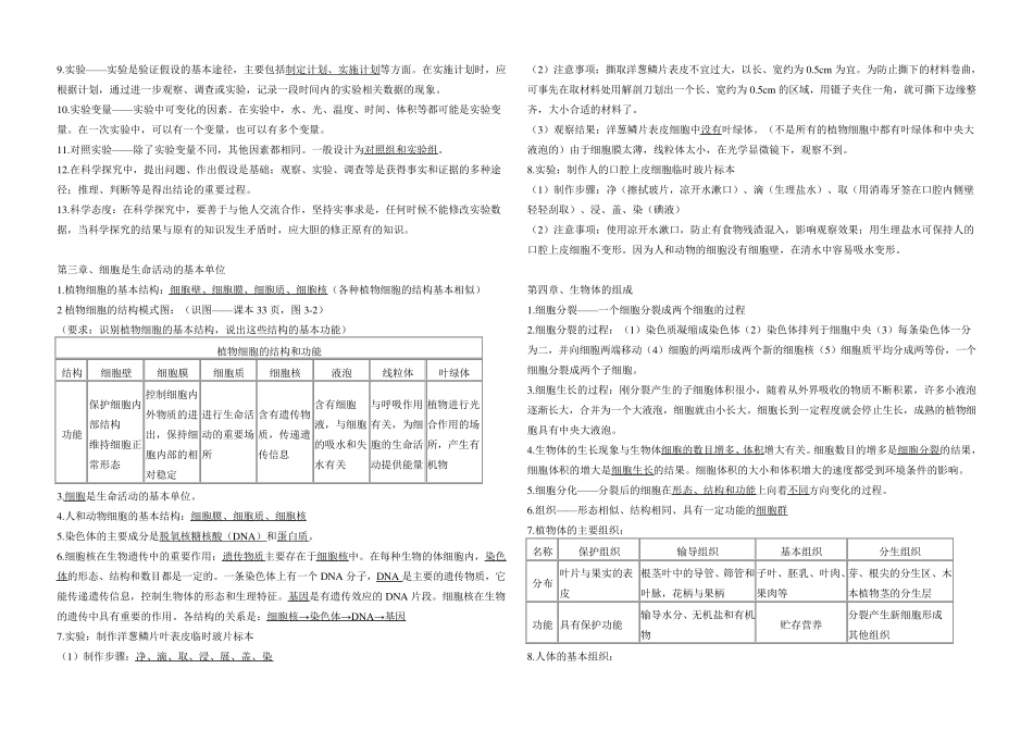 苏教版初一生物上册复习知识点提纲_第2页