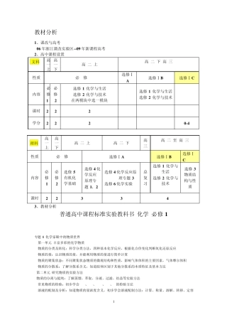 苏教版化学高中化学教材全分析