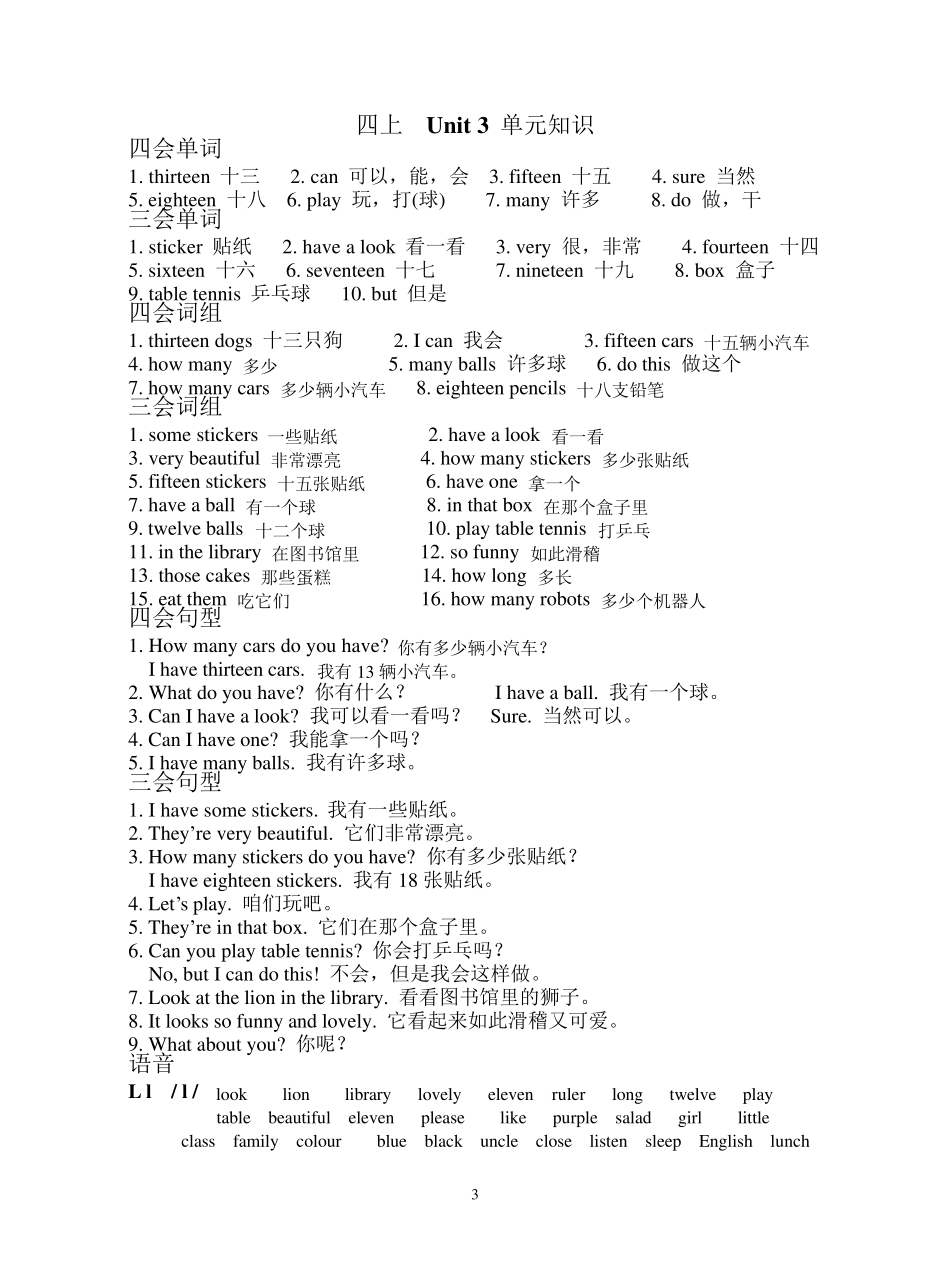 苏教版四上英语各单元知识点汇总_第3页