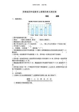 苏教版四年级数学上册第四单元测试卷及答案