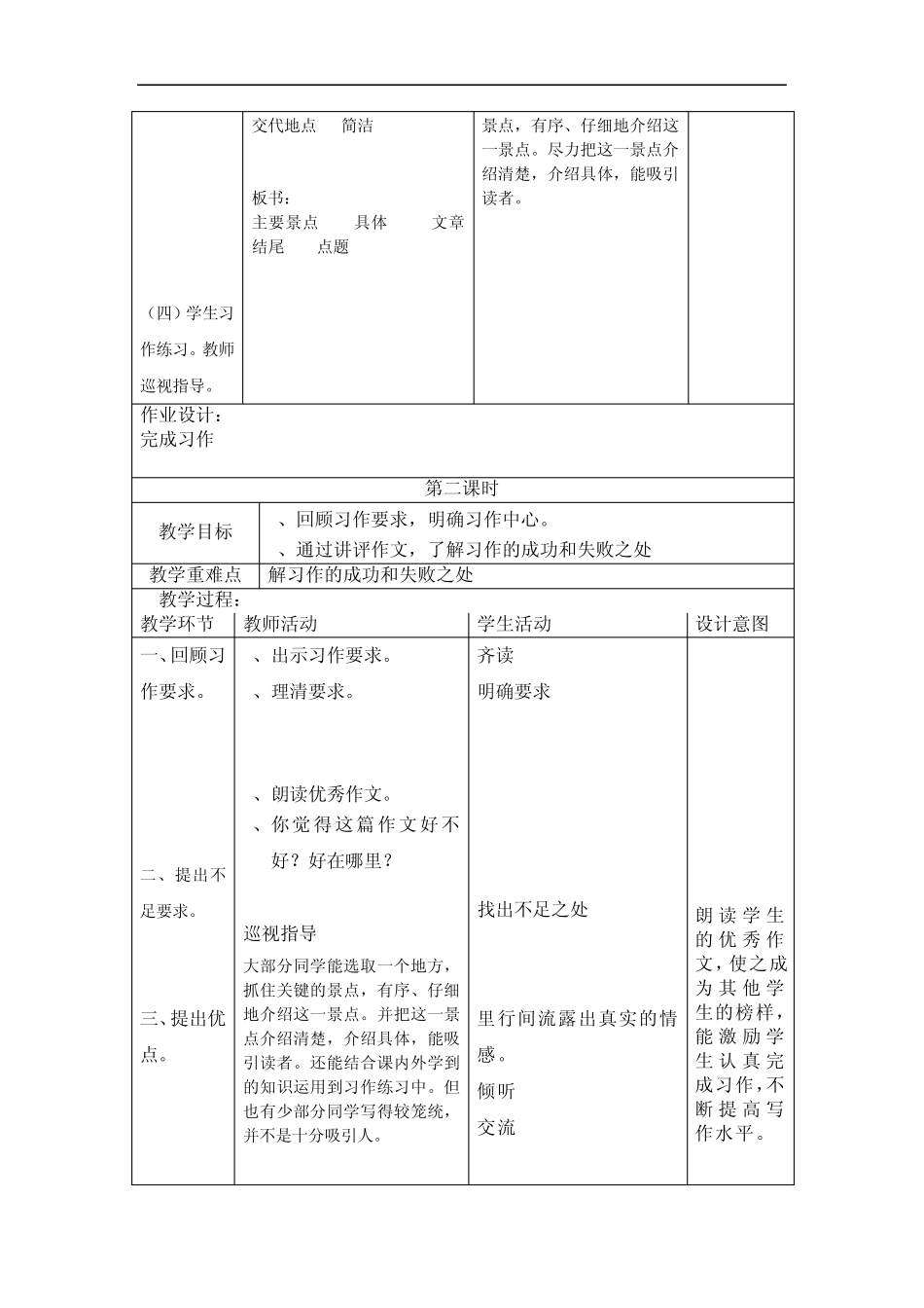 苏教版四年级语文下册作文教案及批改记录表格式_第2页