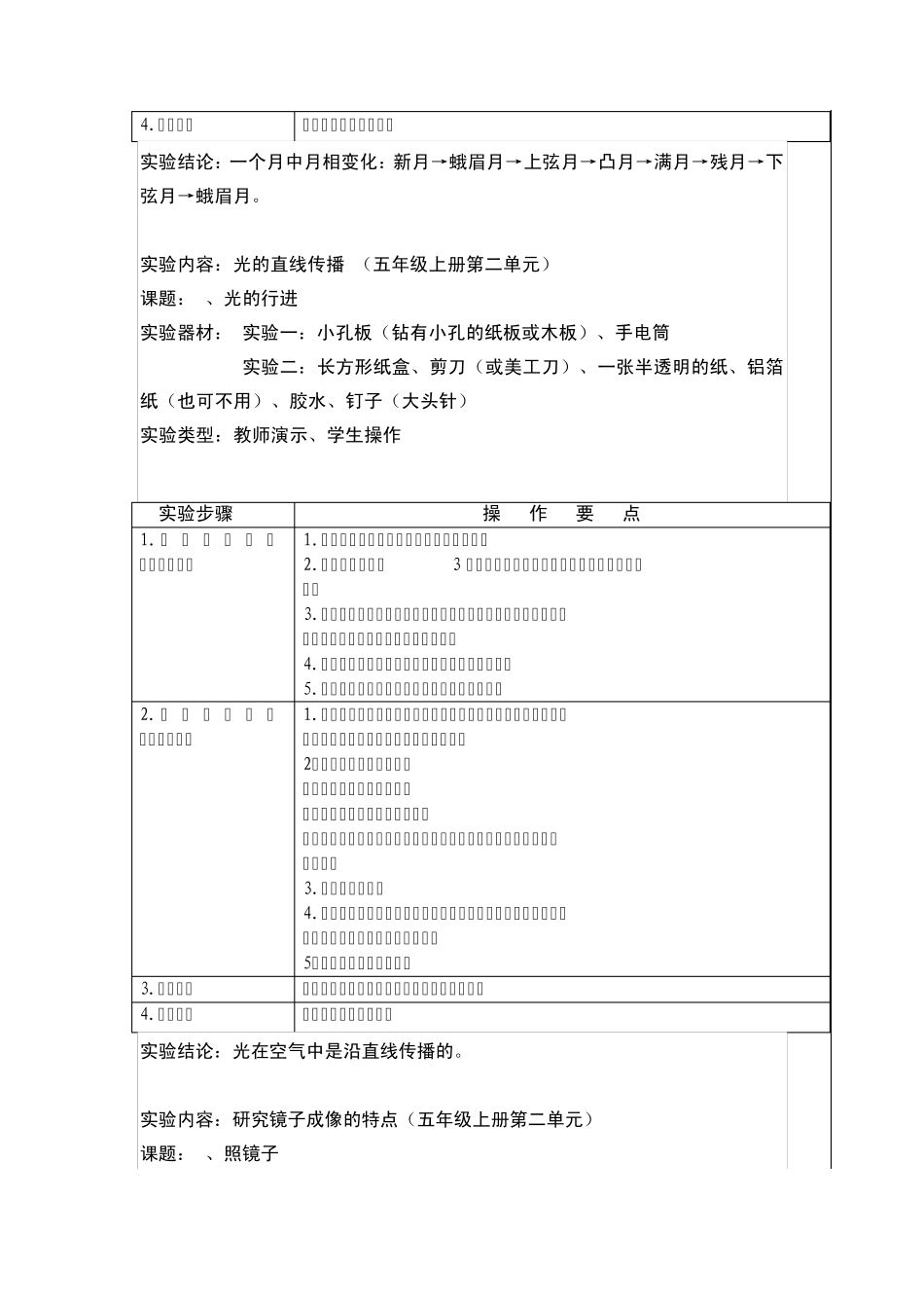 苏教版小学科学实验操作项目及技能要点(五年级)_第3页