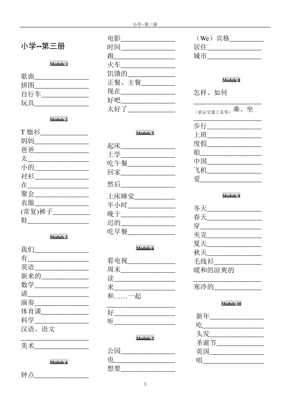 苏教版小学英语单词默写_第3页