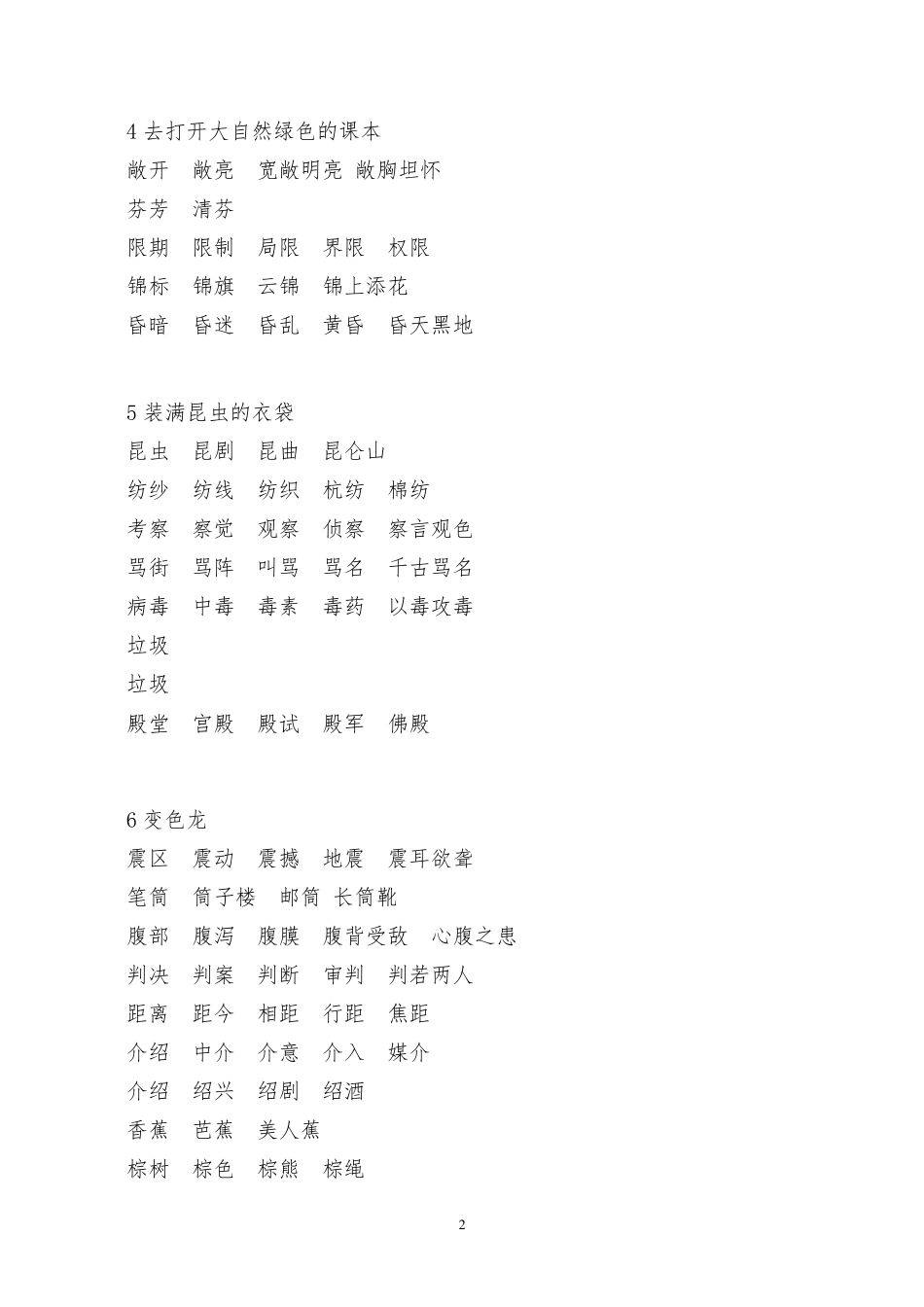 苏教版小学语文五年级上册生字词词语组词及成语解释_第2页