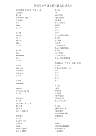 苏教版小学语文教材课文目录大全