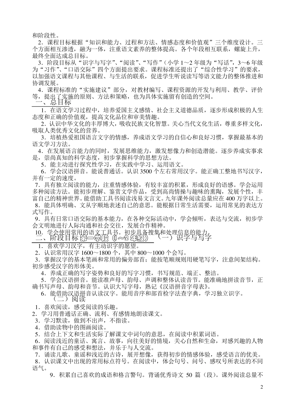 苏教版小学语文课程标准全_第2页