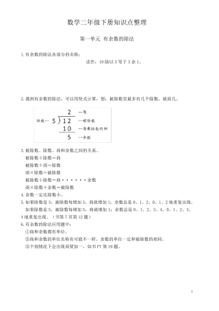苏教版数学二年级下册知识点整理