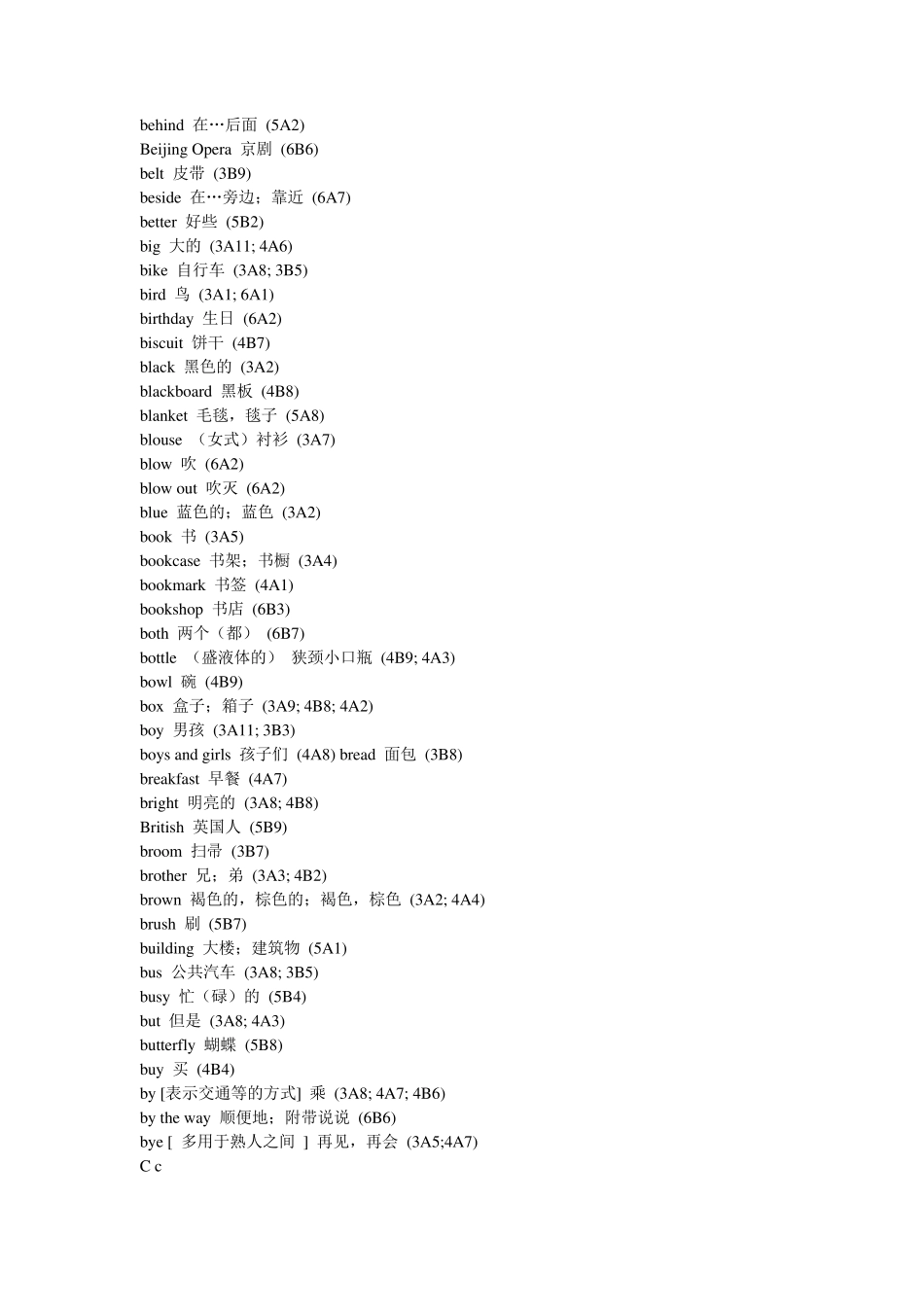 苏教版牛津小学英语单词总表_第3页