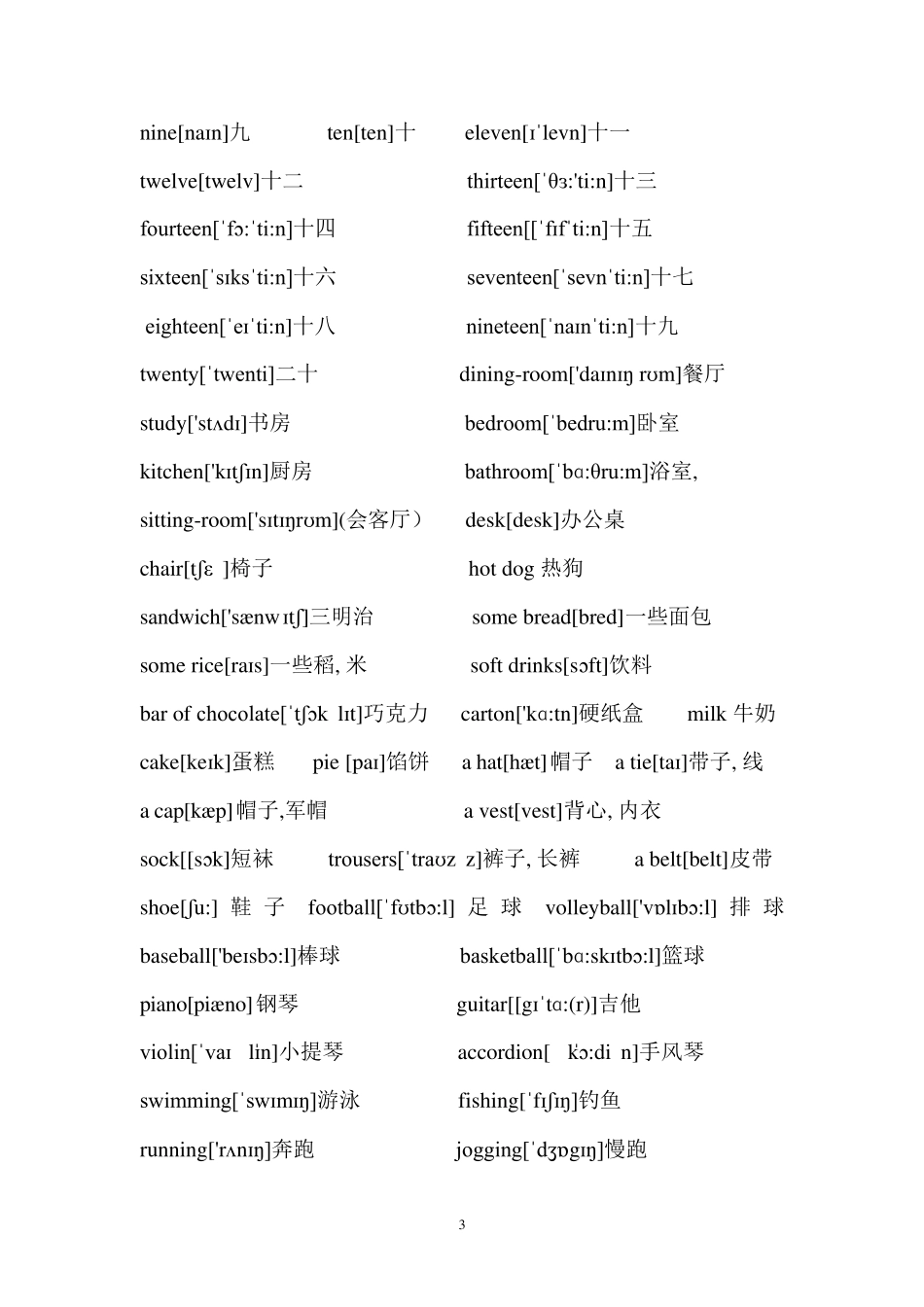 苏教版牛津小学英语词汇汇总1_第3页