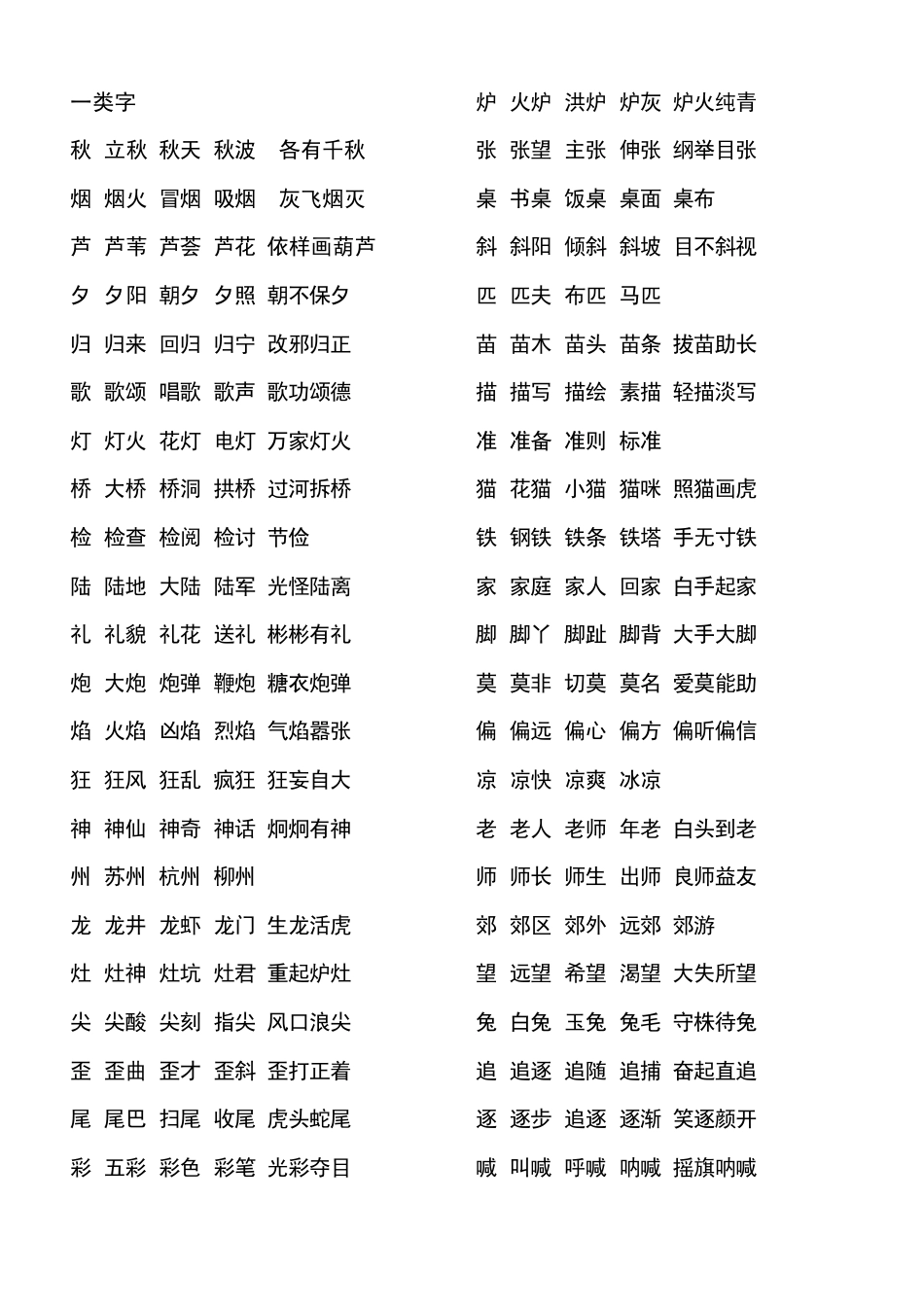 苏教版语文_二年级上册_生字组词6页直接打印_第1页