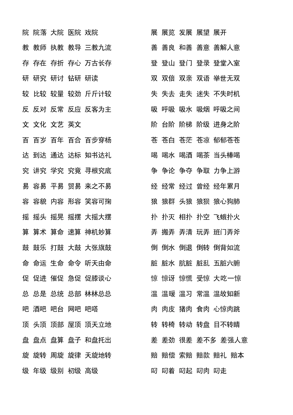 苏教版语文_二年级上册_生字组词6页直接打印_第3页