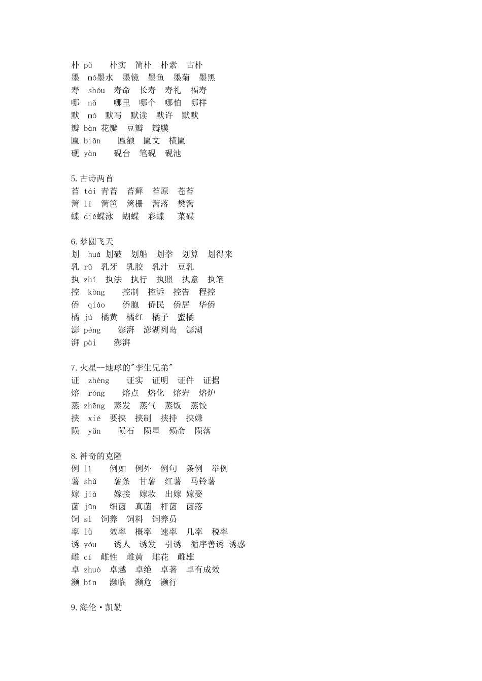 苏教版语文五年级下册生字及组词_第2页