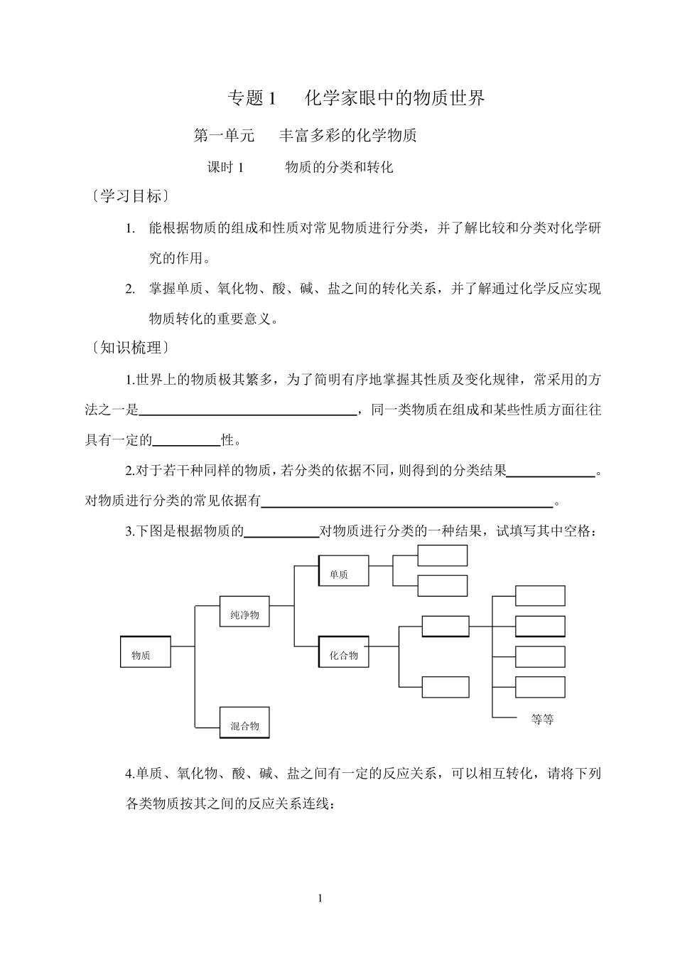 苏教版高一化学必修一专题一习题_第1页