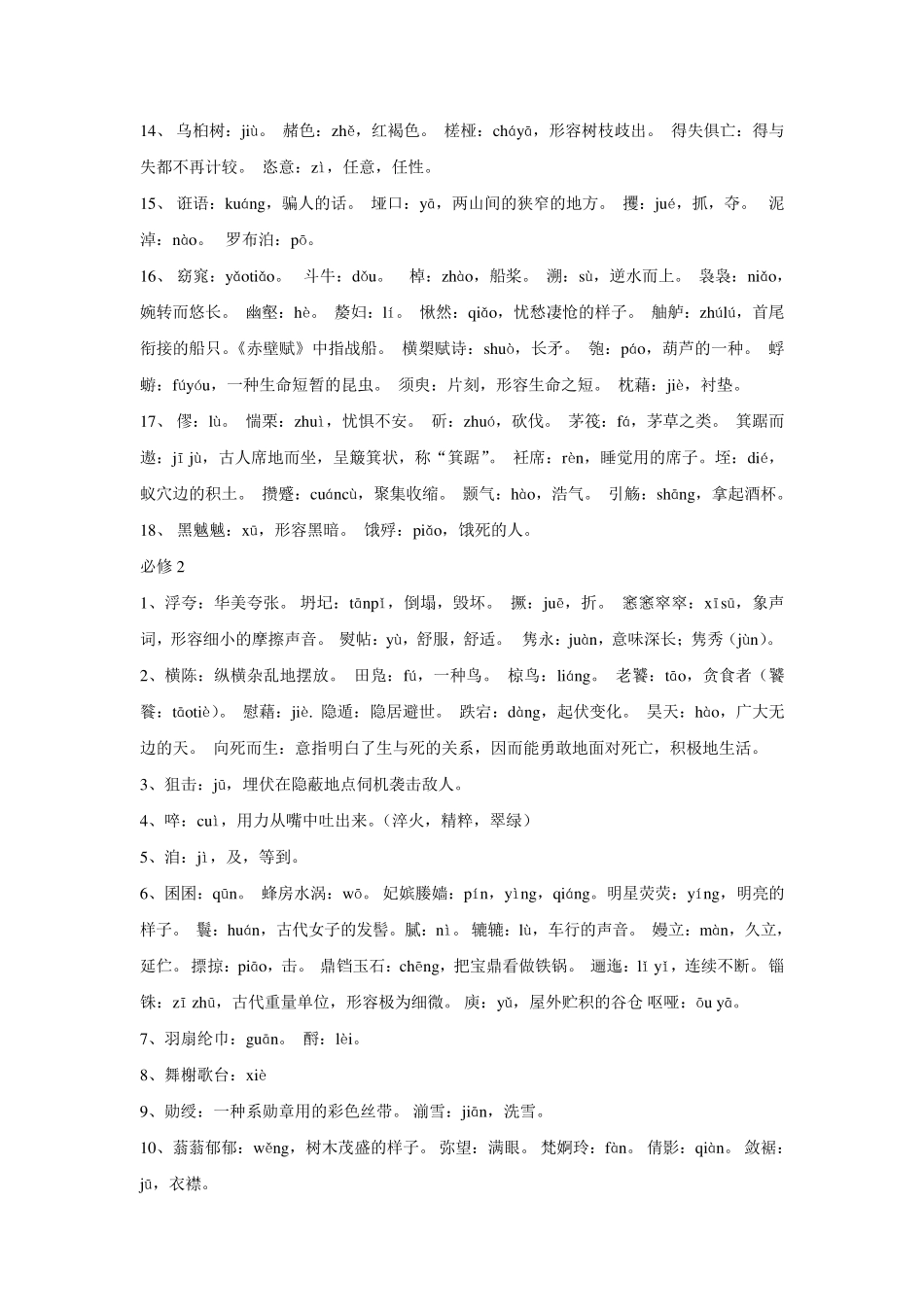 苏教版高中语文必修15重点字音字形梳理_第2页