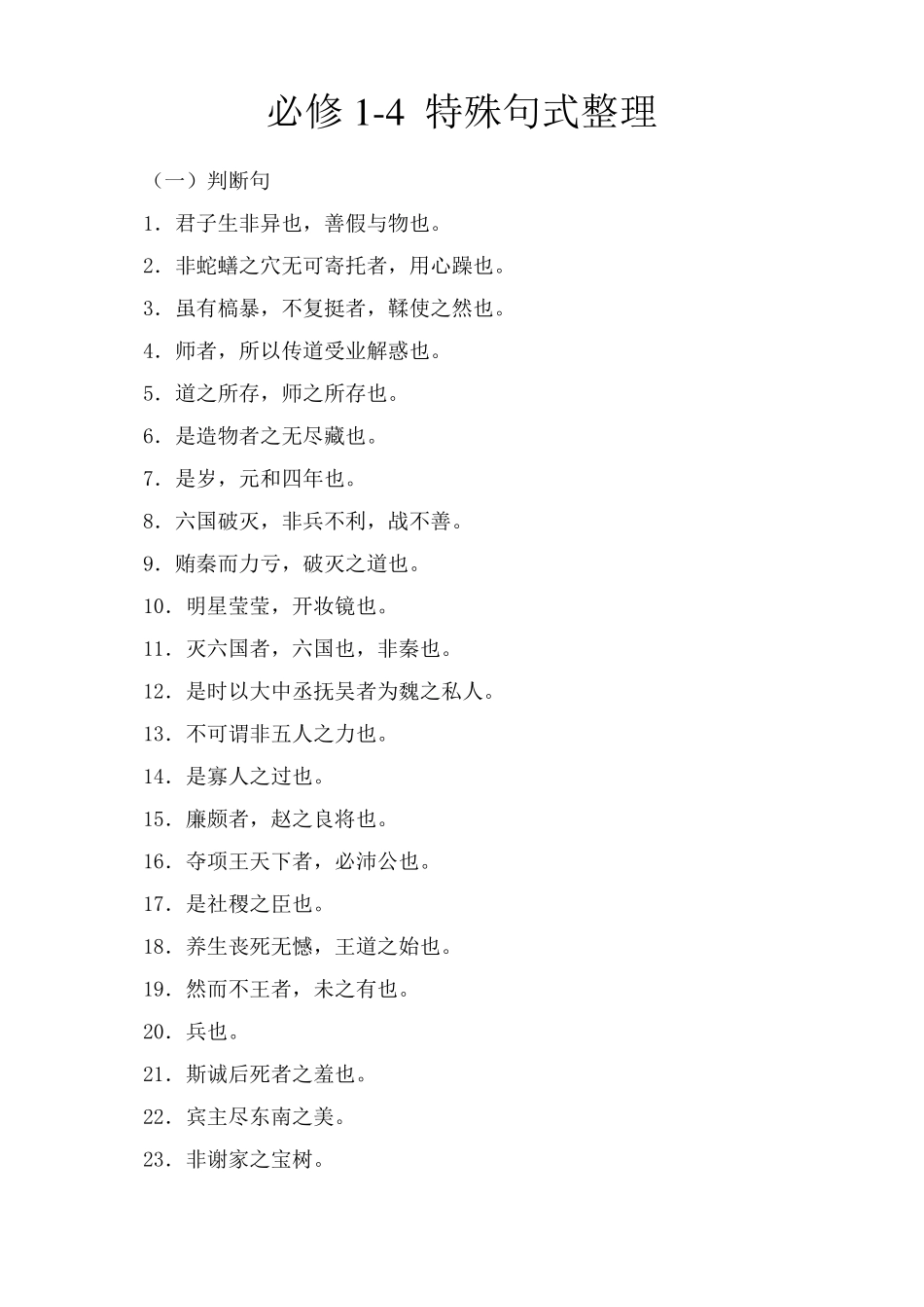 苏教版高中语文文言文必修14特殊句式整理_第1页