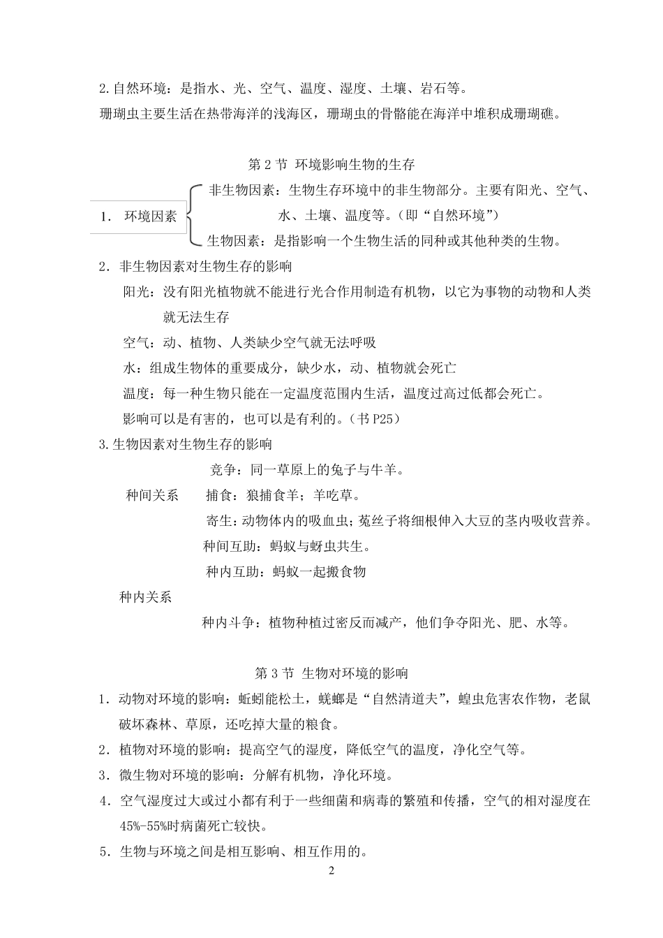苏科版七年级上学期生物知识点整理_第2页