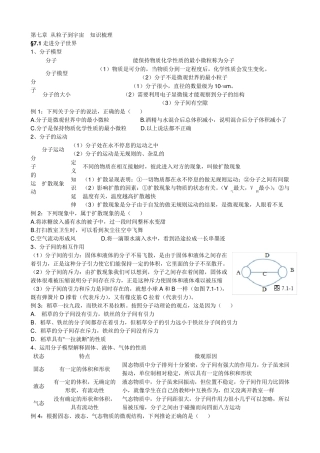 苏科版八年级下册物理第七章7.1~7.4知识梳理
