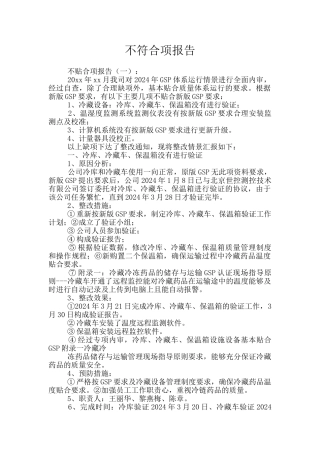 不符合项报告
