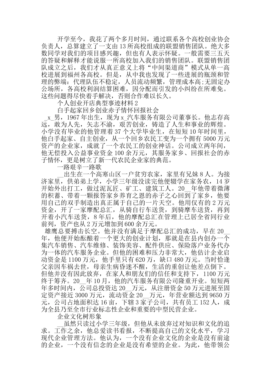 个人创业开店典型事迹材料_第2页