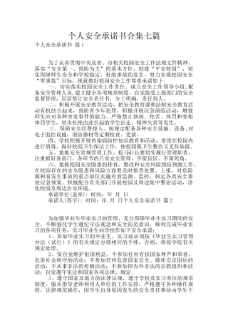 个人安全承诺书合集七篇