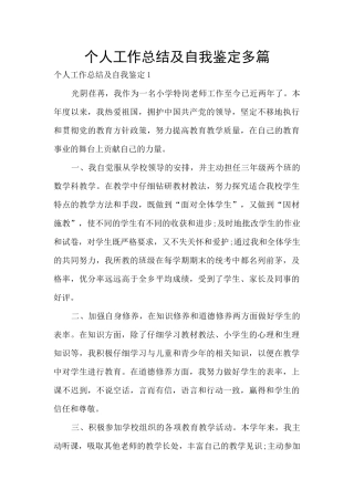 个人工作总结及自我鉴定多篇