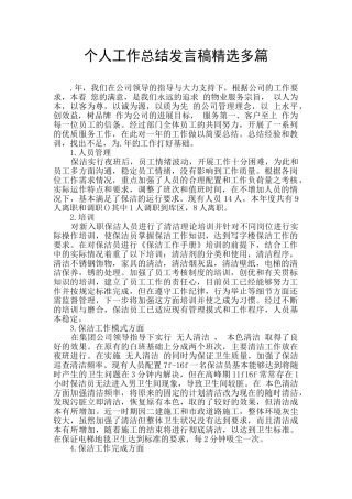 个人工作总结发言稿精选多篇