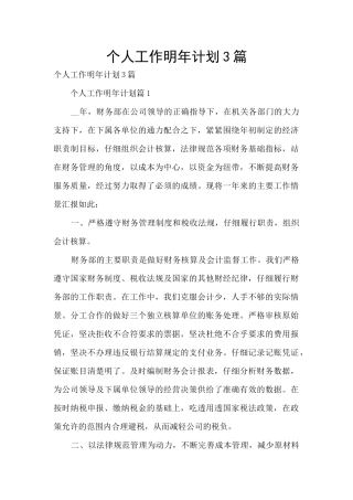 个人工作明年计划3篇