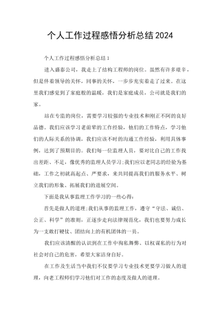 个人工作过程感悟分析总结2024
