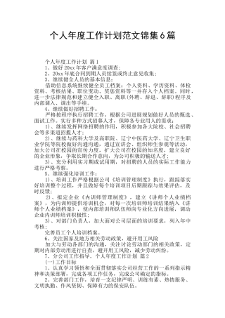 个人年度工作计划范文锦集6篇
