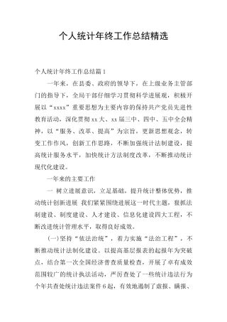 个人统计年终工作总结精选
