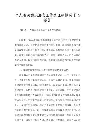 个人落实意识形态工作责任制情况