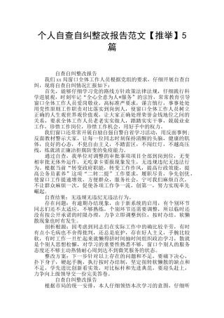 个人自查自纠整改报告范文5篇
