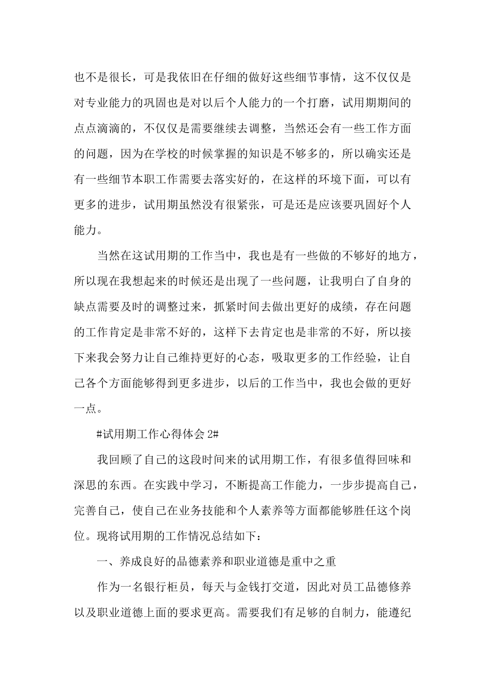 个人试用期工作心得和总结范文_第2页