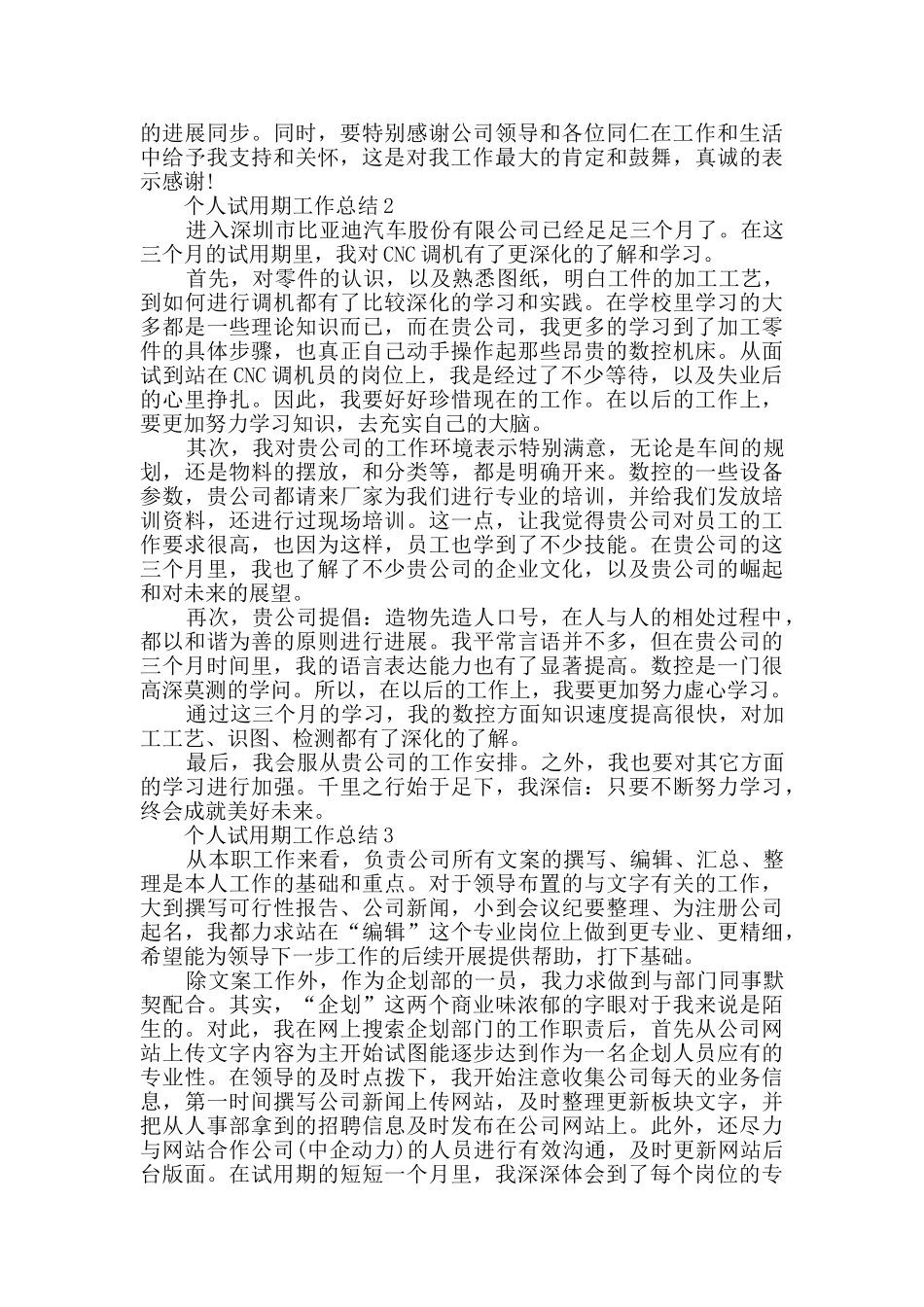 个人试用期工作总结最新汇总大全【五篇】_第2页